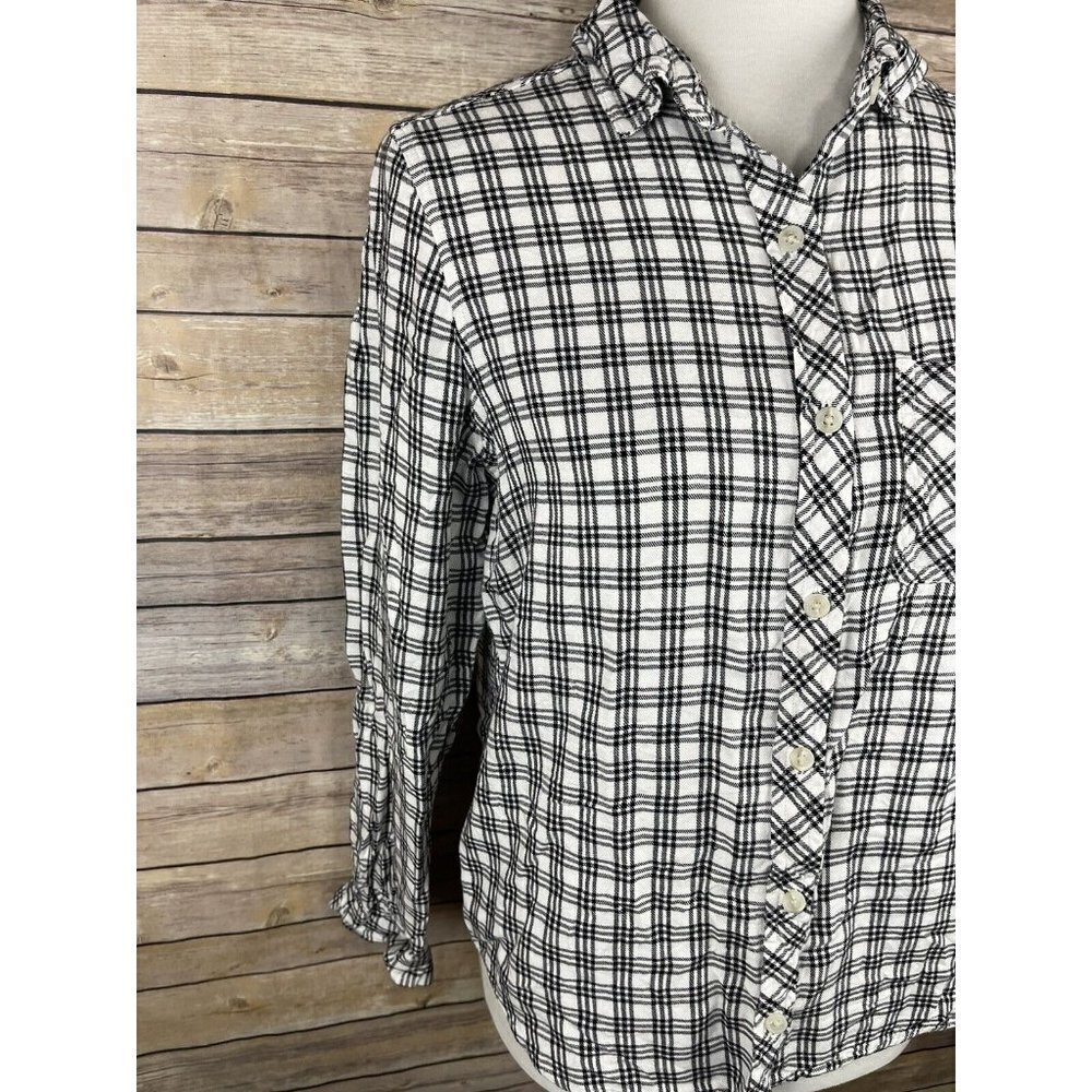 Universal Thread Medium Plaid Button Up Blouse Bl… - image 2
